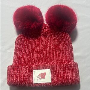 Love Your Melon x Disney Wisconsin Badgers Double Pom Beanie Red Limited Edition